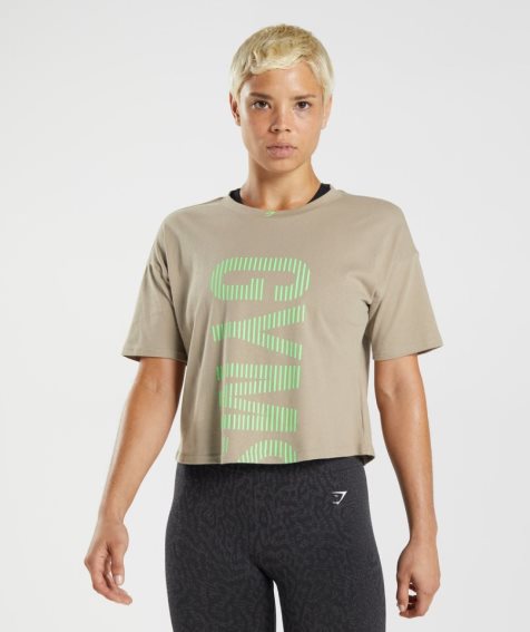 Koszulki Gymshark 315 Midi Damskie Khaki | PL 507JQL